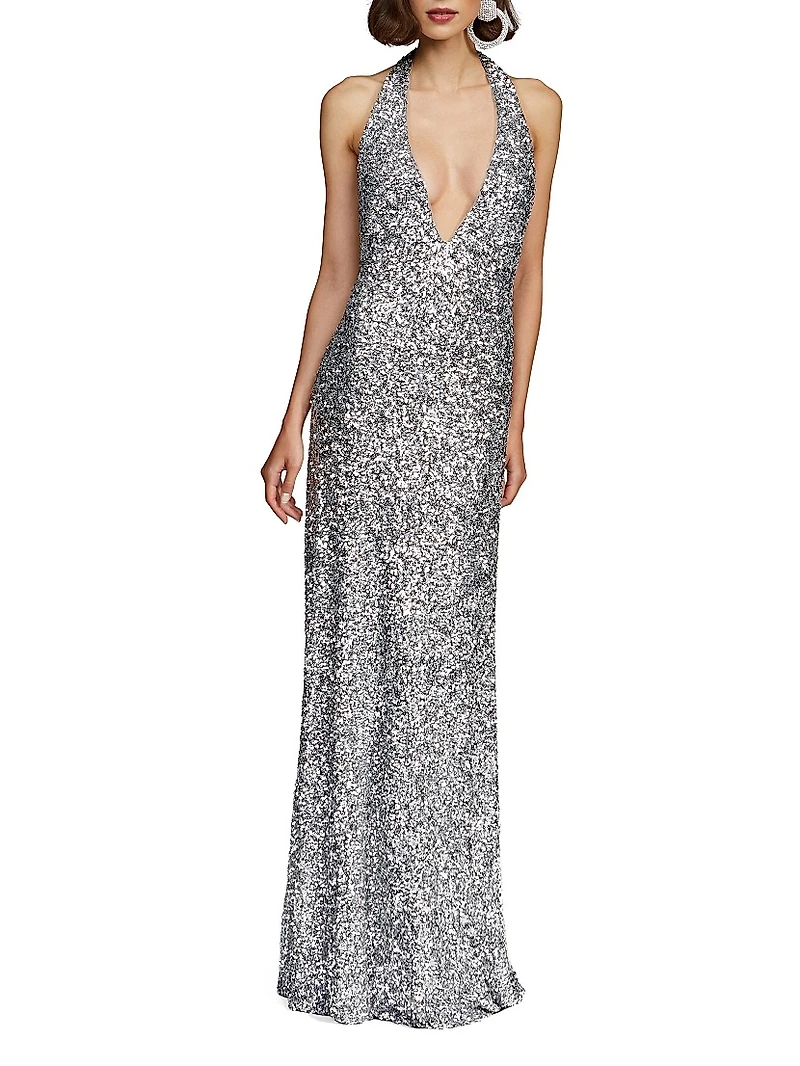 Ena Sequined Halter Gown