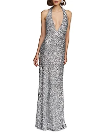 Ena Sequined Halter Gown