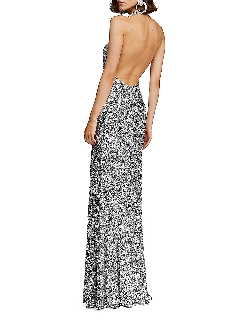 Ena Sequined Halter Gown