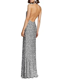 Ena Sequined Halter Gown