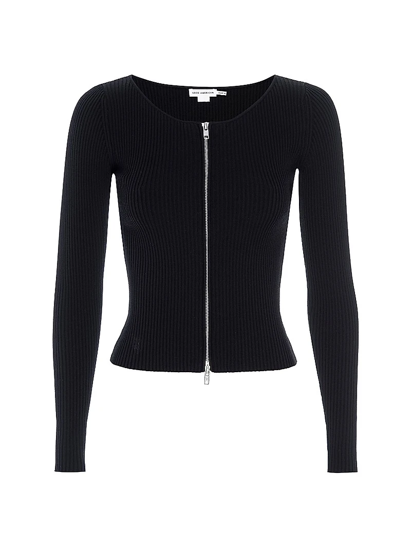 Virgo Rib-Knit Zip Sweater