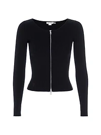 Virgo Rib-Knit Zip Sweater