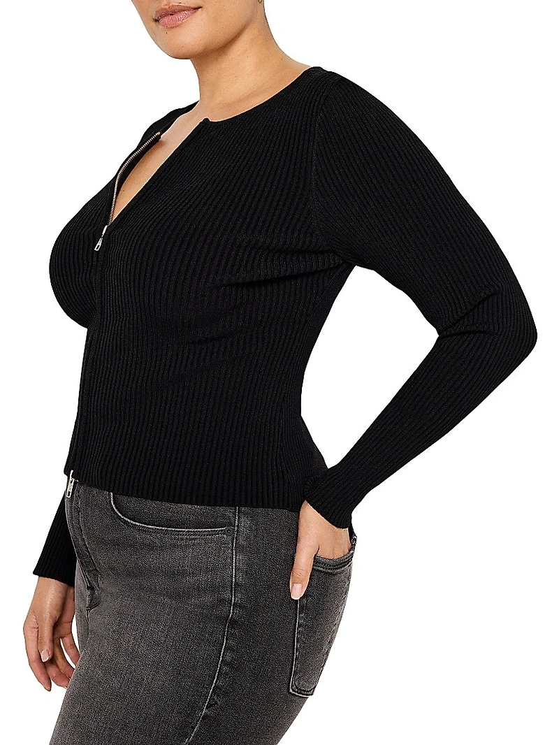 Virgo Rib-Knit Zip Sweater