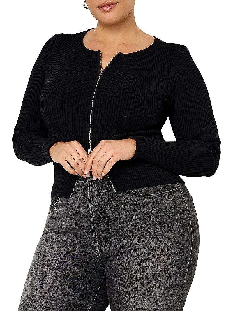 Virgo Rib-Knit Zip Sweater