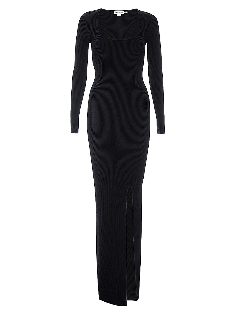 Virgo Rib-Knit Body-Con Gown
