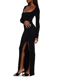 Virgo Rib-Knit Body-Con Gown