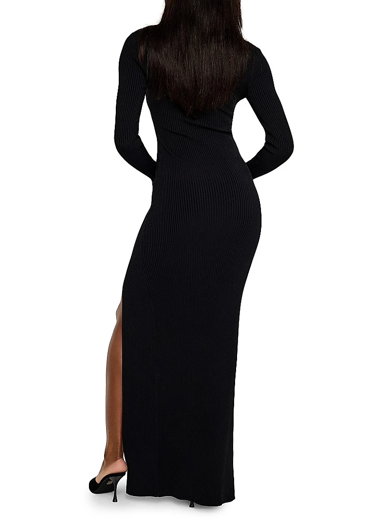 Virgo Rib-Knit Body-Con Gown