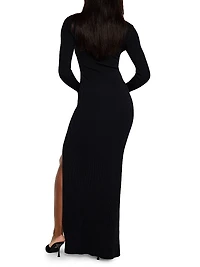 Virgo Rib-Knit Body-Con Gown