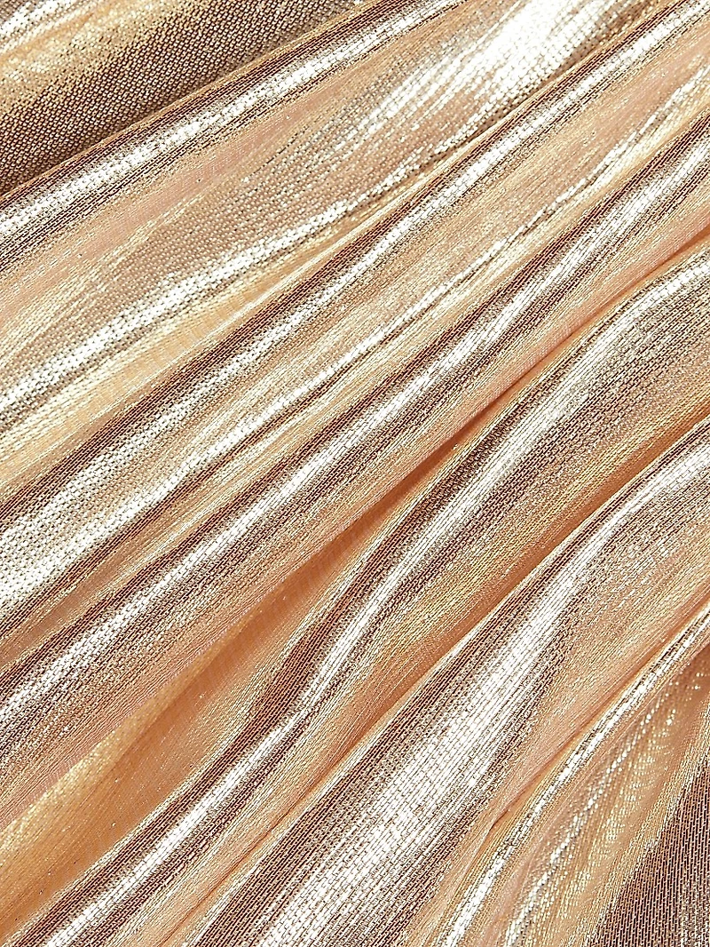 Metallic Chiffon One-Shoulder Gown