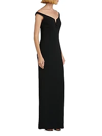 Sequined Split V-Neck Crêpê Gown