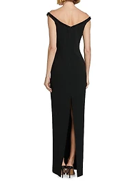 Sequined Split V-Neck Crêpê Gown