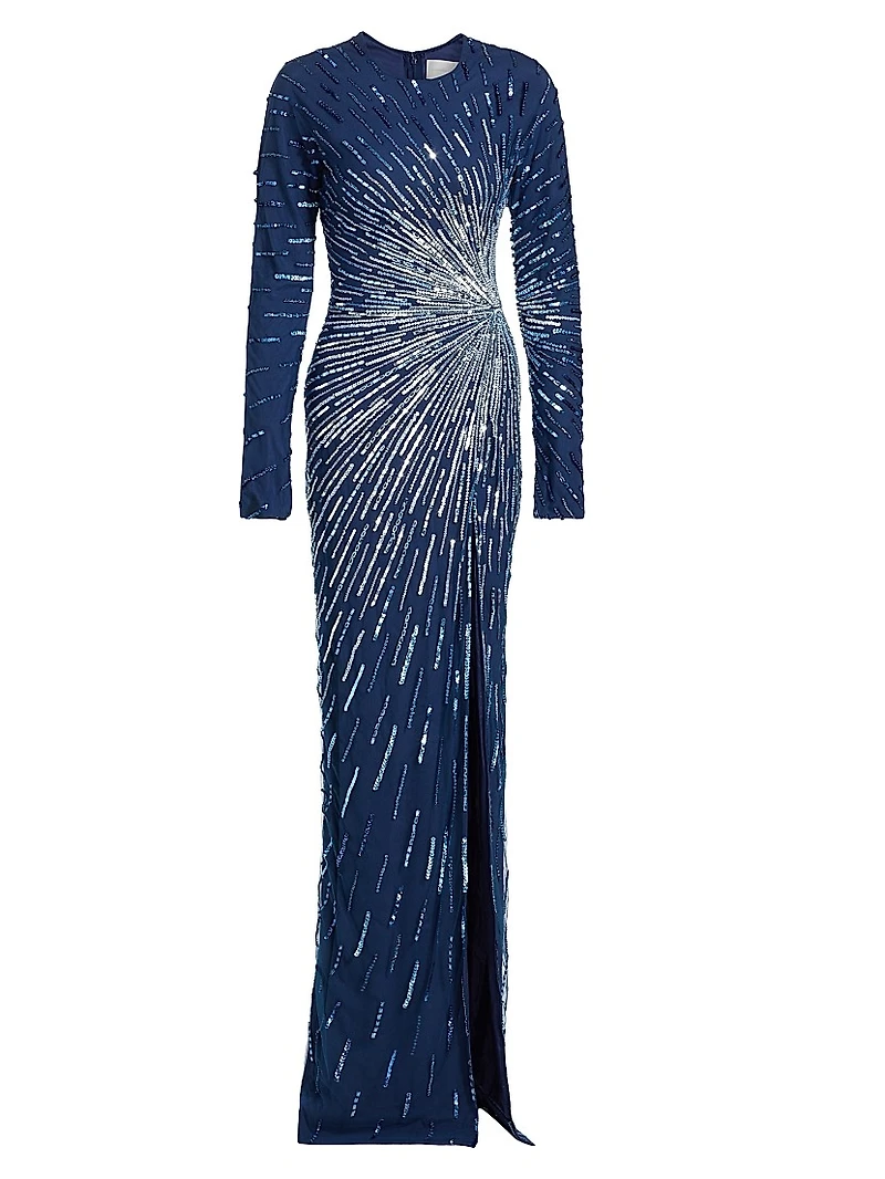 Starburst Embroidered Tulle Gown