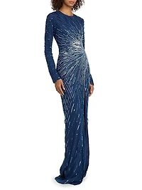 Starburst Embroidered Tulle Gown