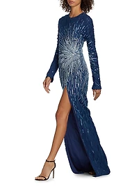 Starburst Embroidered Tulle Gown