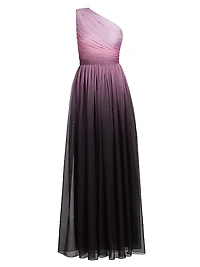 One-Shoulder Ombré Chiffon Sleeveless Gown