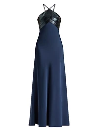 The Blake Satin Halter Gown
