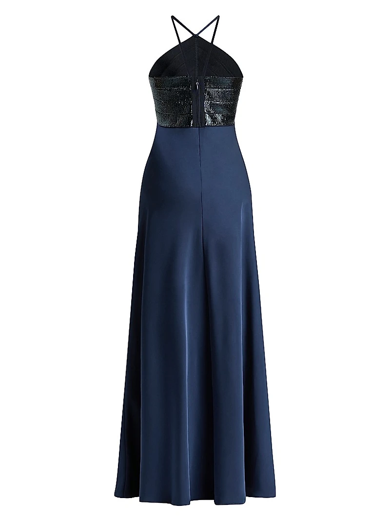 The Blake Satin Halter Gown