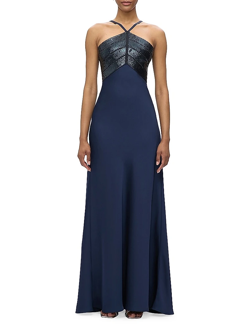 The Blake Satin Halter Gown