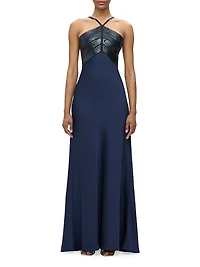 The Blake Satin Halter Gown