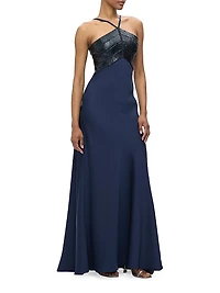 The Blake Satin Halter Gown