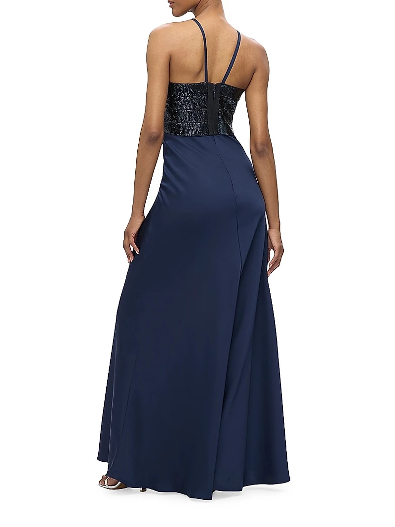 The Blake Satin Halter Gown