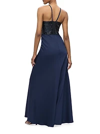 The Blake Satin Halter Gown