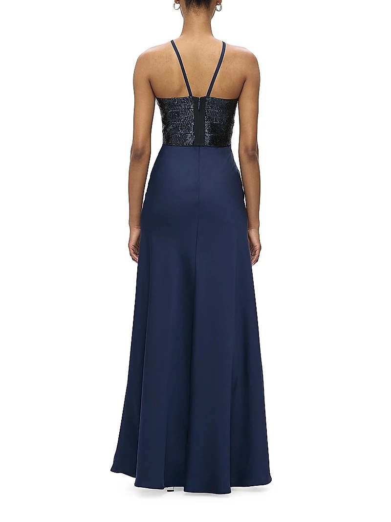 The Blake Satin Halter Gown