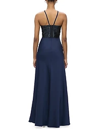 The Blake Satin Halter Gown