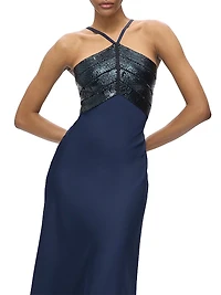 The Blake Satin Halter Gown