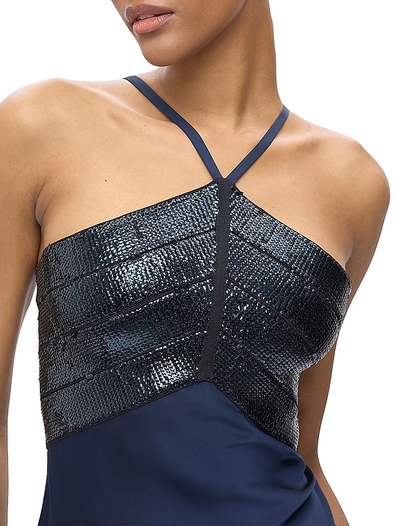 The Blake Satin Halter Gown