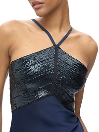 The Blake Satin Halter Gown