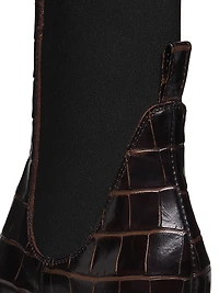 The Mid-Heel 50MM Crocodile-Embossed Leather Ankle Boots
