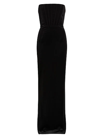 Florentina Velvet Strapless Gown