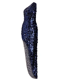 Farah Sequined Asymmetric Gown