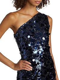 Farah Sequined Asymmetric Gown