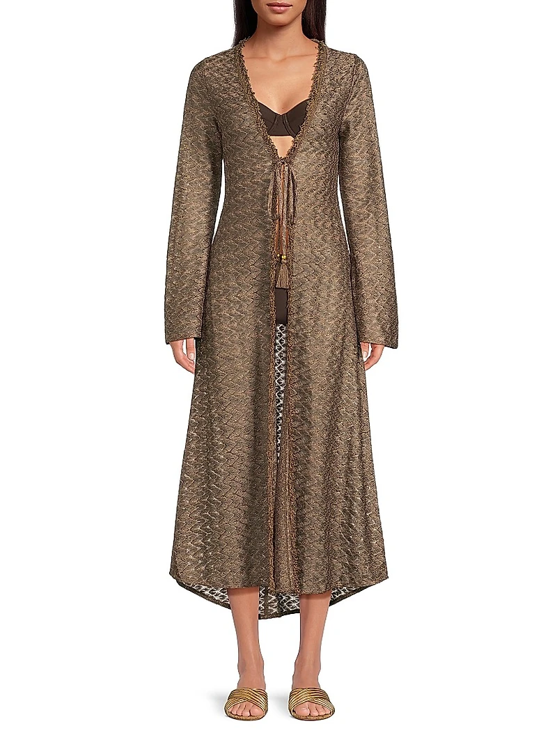 Fatima Metallic Chevron Caftan