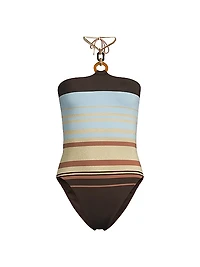 May Striped Halterneck One-Piece Swimsuit