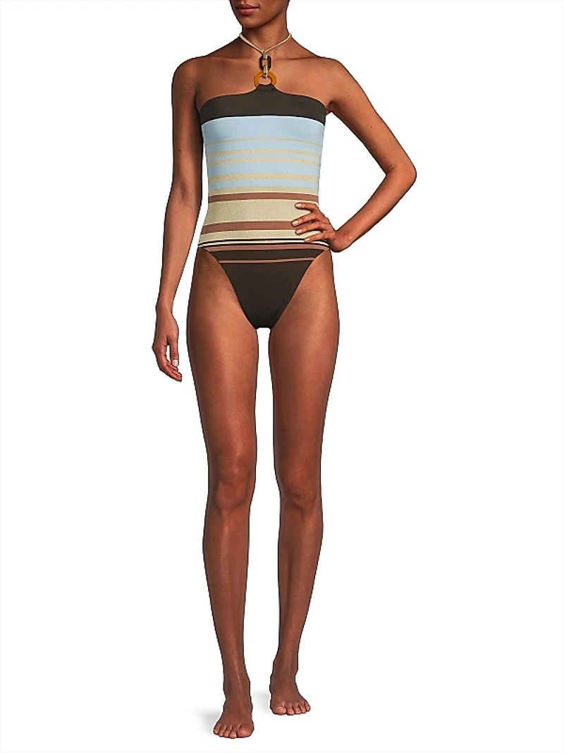 May Striped Halterneck One-Piece Swimsuit