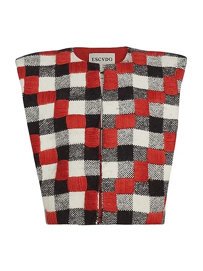 Origen Raymi Embroidered Plaid Alpaca Vest