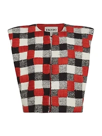 Origen Raymi Embroidered Plaid Alpaca Vest