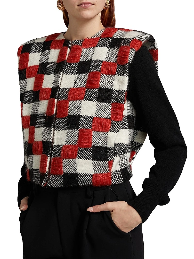 Origen Raymi Embroidered Plaid Alpaca Vest
