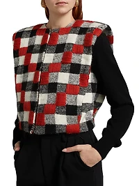 Origen Raymi Embroidered Plaid Alpaca Vest