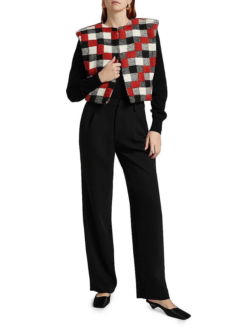 Origen Raymi Embroidered Plaid Alpaca Vest