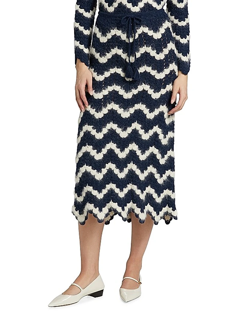 Origen Safi Striped Alpaca Midi-Skirt