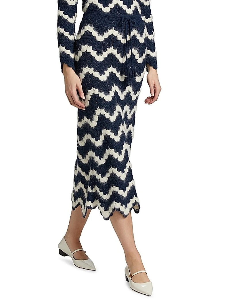 Origen Safi Striped Alpaca Midi-Skirt