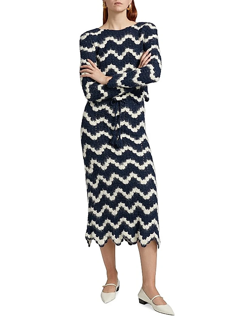 Origen Safi Striped Alpaca Midi-Skirt