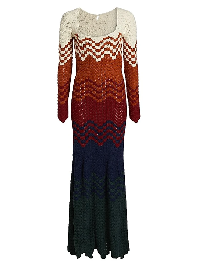 Origen Chiri Striped Alpaca-Knit Maxi Dress