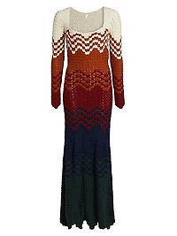 Origen Chiri Striped Alpaca-Knit Maxi Dress