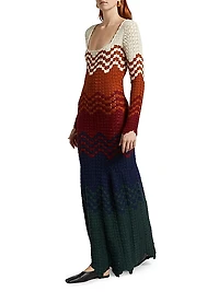 Origen Chiri Striped Alpaca-Knit Maxi Dress