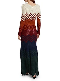 Origen Chiri Striped Alpaca-Knit Maxi Dress